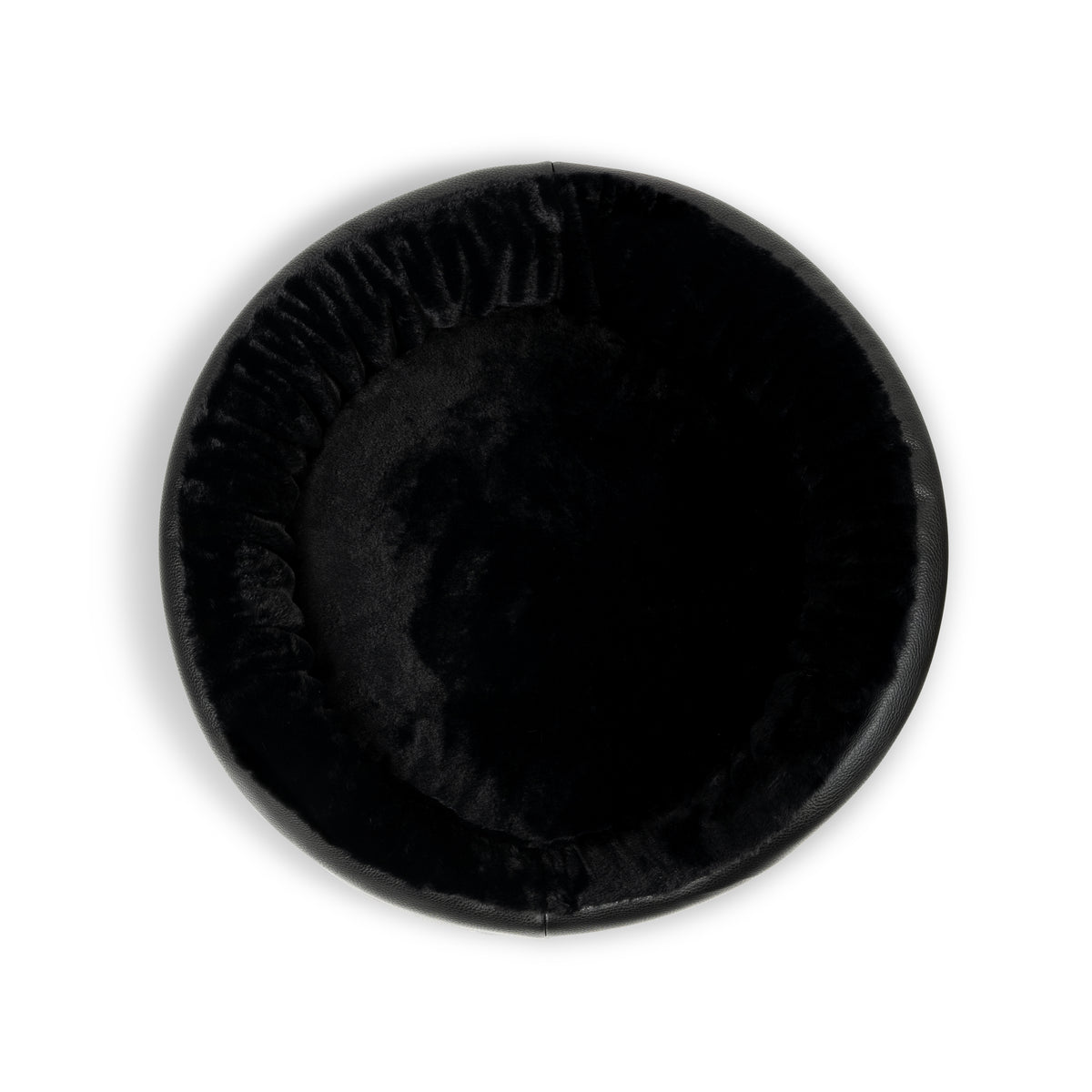 Round Leather Dog Sofa Black