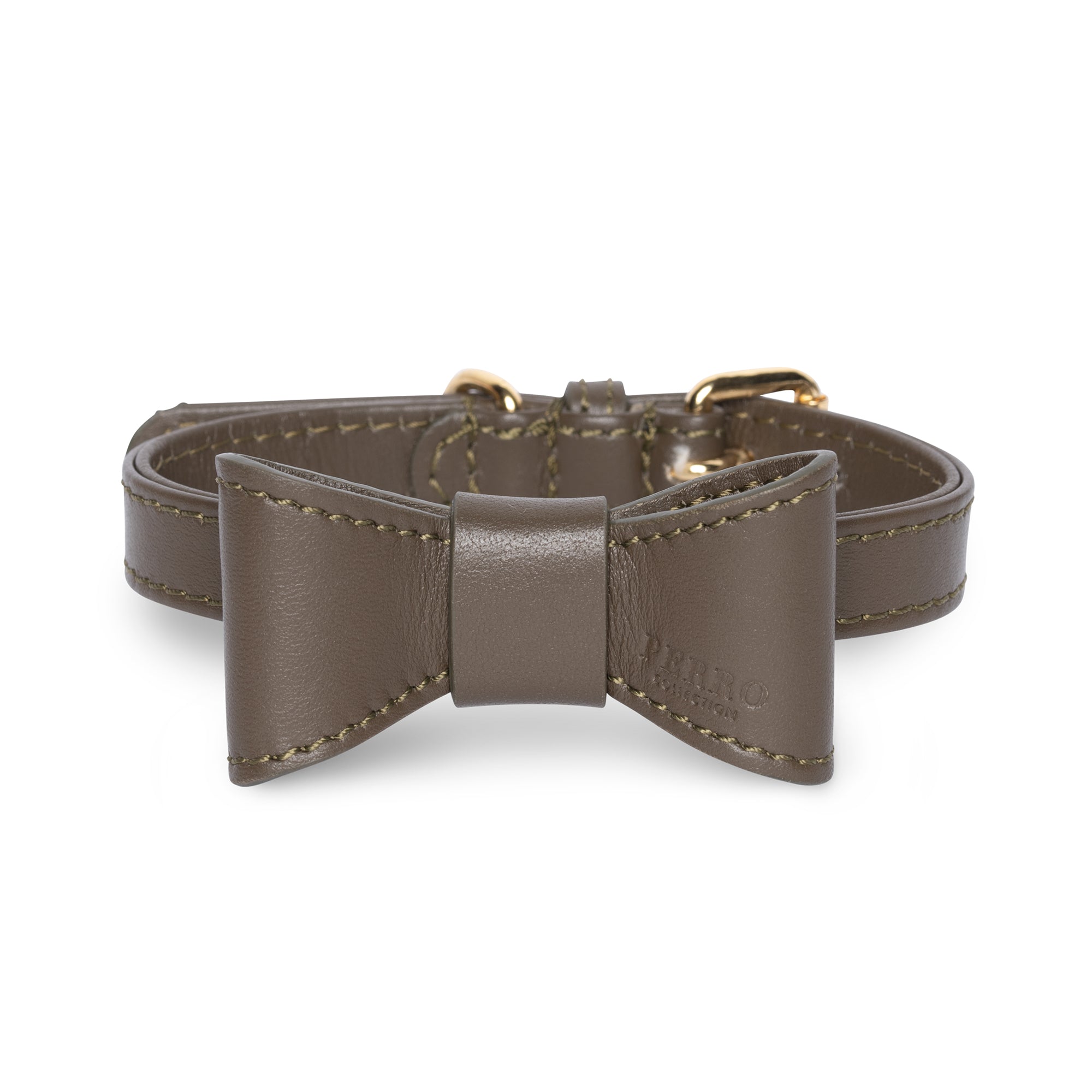truffle leather bowtie on collar