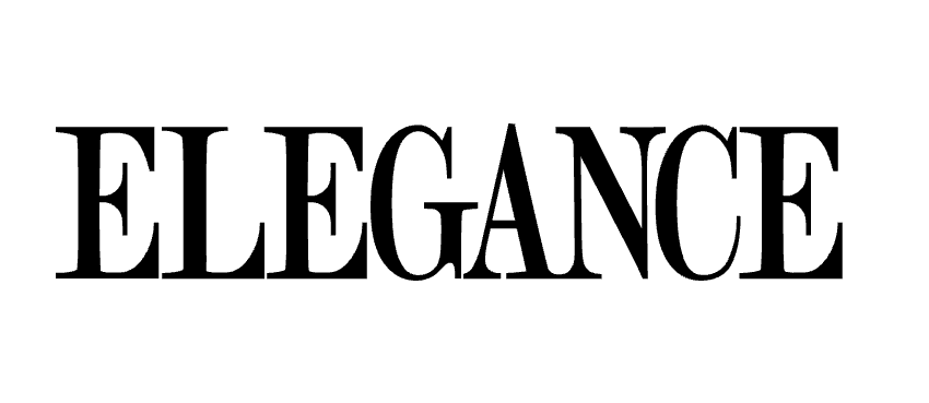 The word 'ELEGANCE' in black text on a white background
