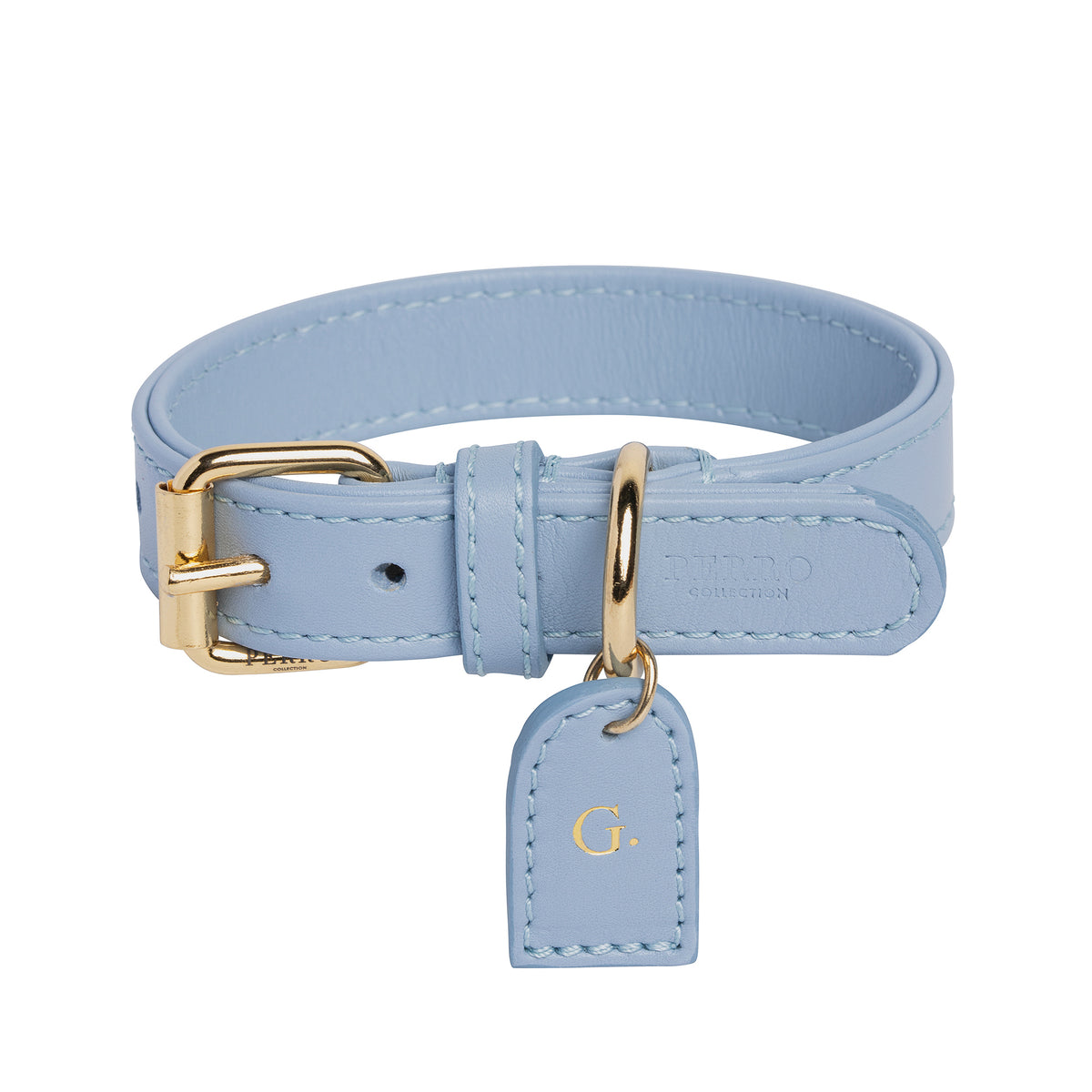 Baby blue leather cheap dog collar