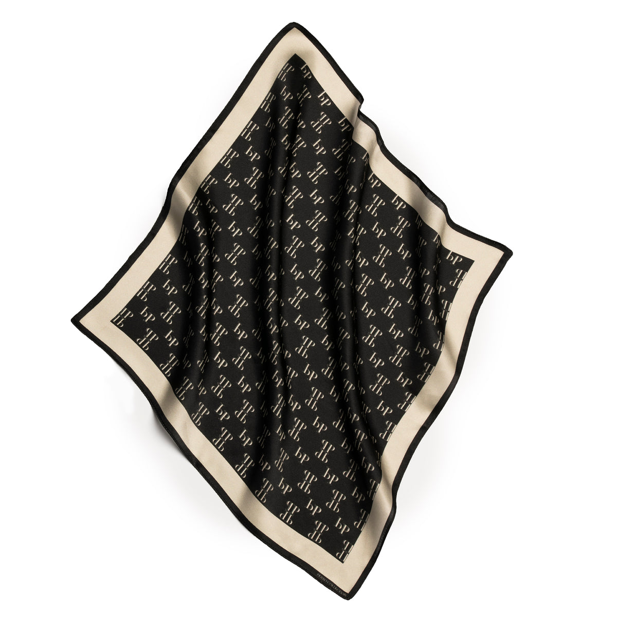 Signature monogram silk scarf black