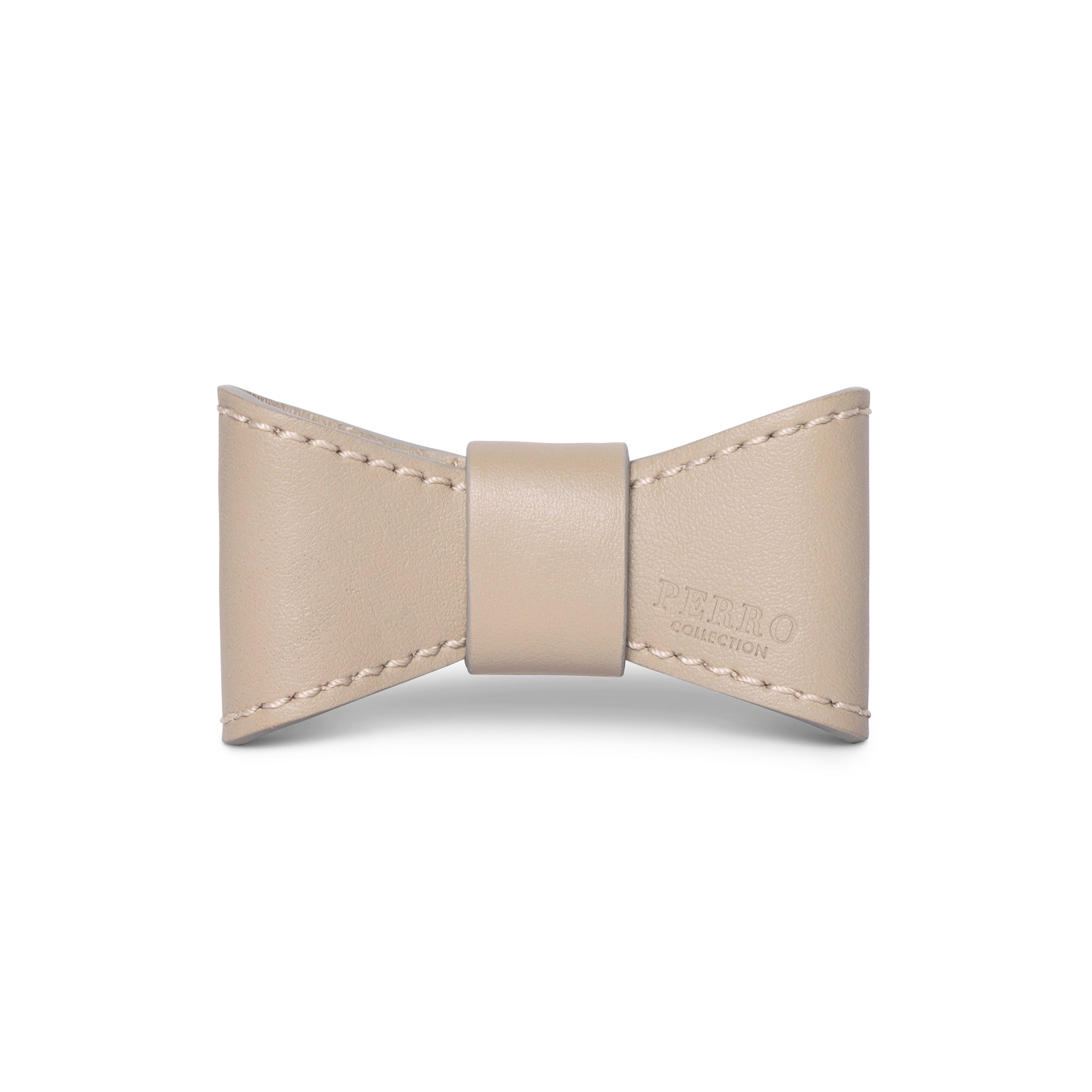 beige leather bowtie