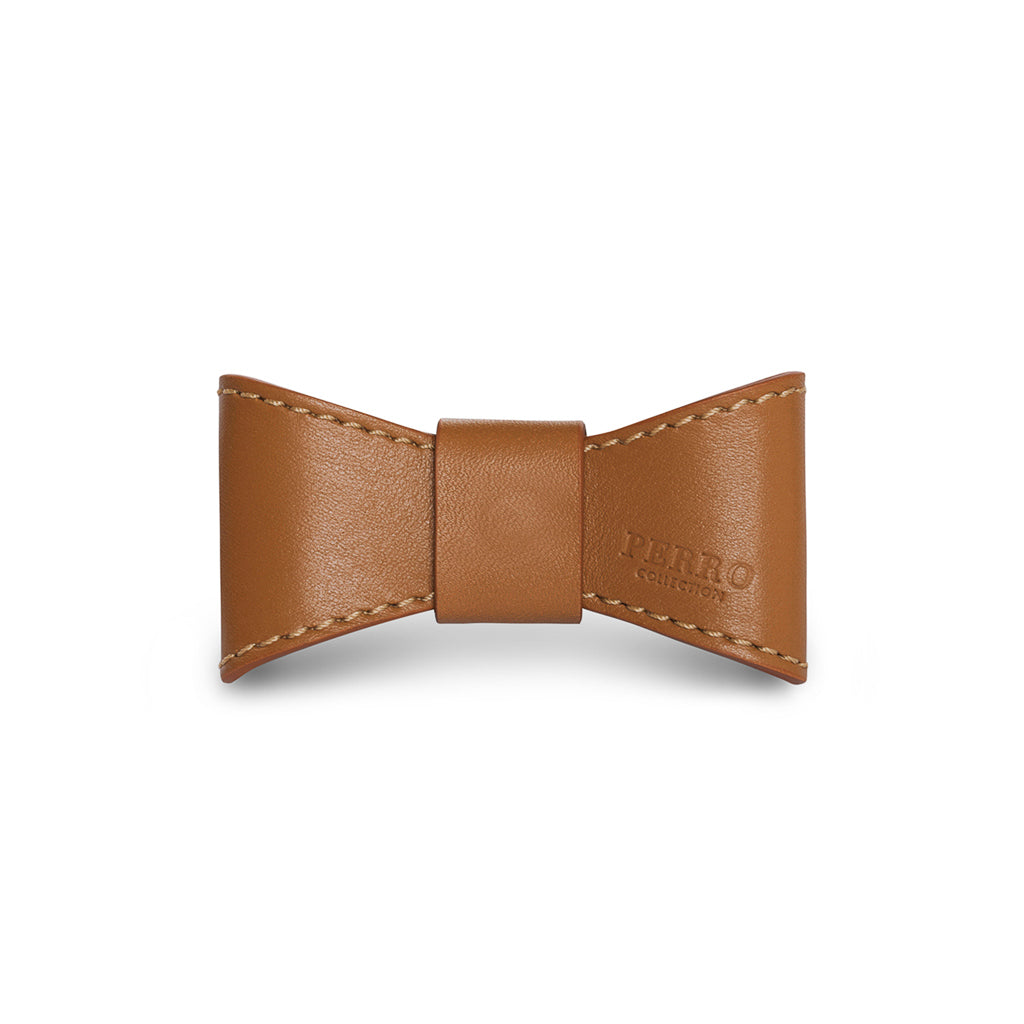 Leather dog bowtie caramel