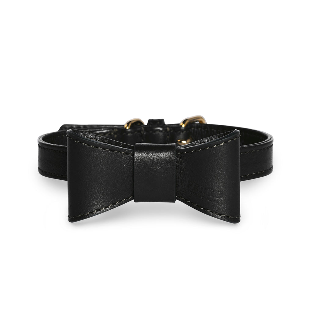 Black leather bowtie